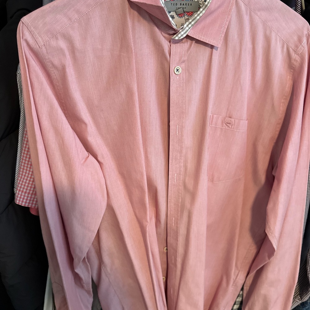 Ted Baker Men's Casual Pink Button Down Shirt